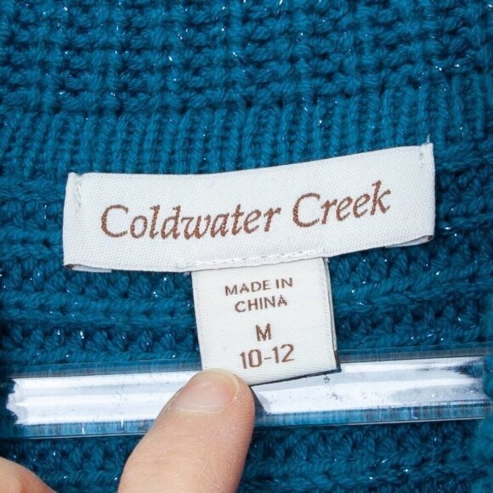 Coldwater Creek Womens Short Sleeve Cowl Neck Knit Sweater Size M Blue Office - Picture 5 of 8